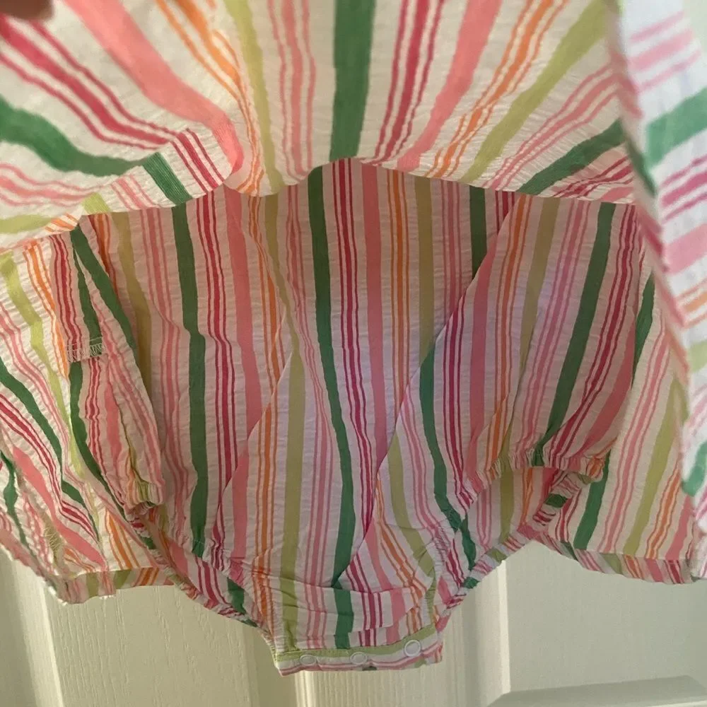 Gymboree Spring Fun Striped Seersucker Corsage Romper Size 3T NWT